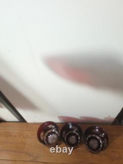 Waterford Snowflake Snow Crystals Ruby Whiskey Double Old Fashion Glasses Set 4