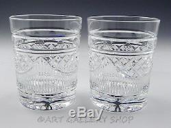Waterford Society WS 2002 Crystal PAIR DOUBLE OLD FASHIONED GLASSES Unused