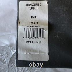 Waterford THANKSGIVING Tumblers Double Old Fashioned Glasses (2) IRELAND NewithBox