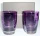 Waterford W Crystal Heather Purple Whiskey Tumbler DOF Glasses Pair 16 oz New