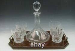 Wedgwood Ships Decanter, 4 Double Old Fashioned Tumblers & Wooden Tray