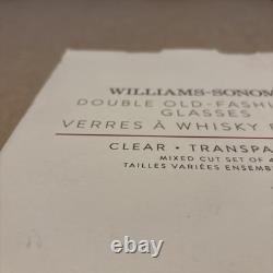 Williams Sonoma 4 Double Old Fashioned Glasses Mixed Cut Brand New