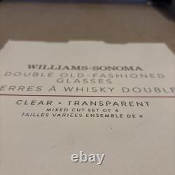 Williams Sonoma 4 Double Old Fashioned Glasses Mixed Cut Brand New