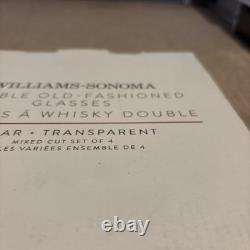Williams Sonoma 4 Double Old Fashioned Glasses Mixed Cut Brand New