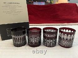 Williams-Sonoma Double Old Fashioned Glasses Regency Garnet Set of 4 Tumblers