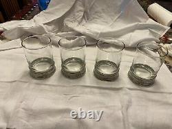 Williams-Sonoma Double Old Fashioned Heavy Glass On Heavy Pewter Base (4) glass