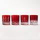 Williams Sonoma Jewel Cut Red Double Old Fashioned Glasses Set of 4 NEW SOLDOUT