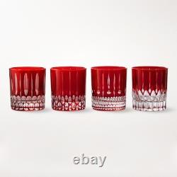Williams Sonoma Jewel Cut Red Double Old Fashioned Glasses Set of 4 NEW SOLDOUT