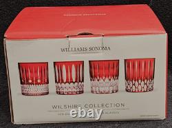 Williams Sonoma Jewel Cut Red Double Old Fashioned Glasses Set of 4 NEW SOLDOUT
