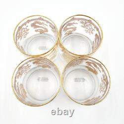 Williams Sonoma Lunar Gold Dragon Double Old Fashioned Glasses DOF Set of 4 NEW