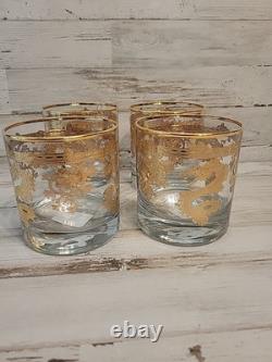 Williams Sonoma Lunar New Year Gold Dragon Double Old Fashioned Glasses Set Of 4