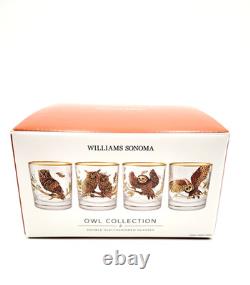 Williams Sonoma OWL Double Old Fashioned Glasses DOF Set of 4 NEW
