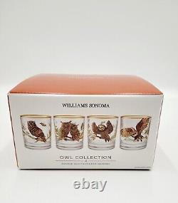 Williams Sonoma OWL Double Old Fashioned Glasses DOF Set of 4 NEW