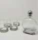 Williams Sonoma Pewter Double Old-Fashioned Glasses Set of 4 and Decanter