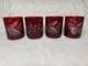 Williams Sonoma Red Pinecone Cut Double Old Fashioned Glasses Set of 4 EUC