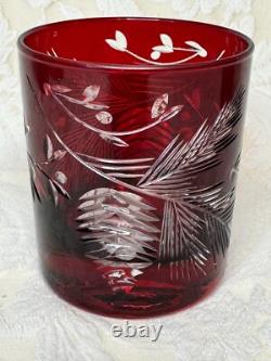 Williams Sonoma Red Pinecone Cut Double Old Fashioned Glasses Set of 4 EUC