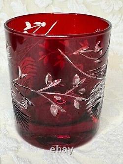 Williams Sonoma Red Pinecone Cut Double Old Fashioned Glasses Set of 4 EUC