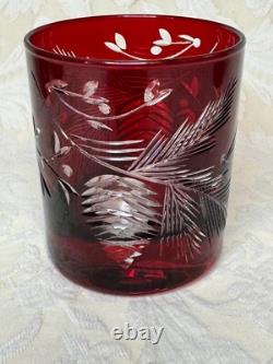 Williams Sonoma Red Pinecone Cut Double Old Fashioned Glasses Set of 4 EUC