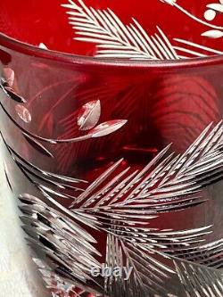 Williams Sonoma Red Pinecone Cut Double Old Fashioned Glasses Set of 4 EUC