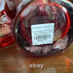 Williams Sonoma Red Pinecone Cut Double Old Fashioned Glasses Set of 4 NEW