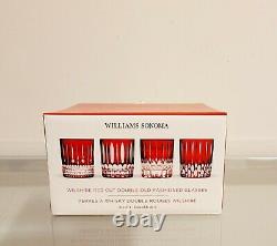 Williams Sonoma Wilshire Red Cut Double Old Fashioned Glasses Set of 4 NEW