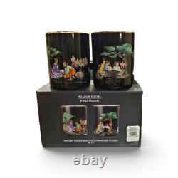 Williams Sonoma x Sheila Bridges Harlem Toile Dbl Old Fashioned Glasses NIB