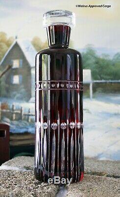 Williams-sonoma Regency Garnet Cut Decanter & Double Old-fashioned Glasses Nib