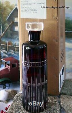 Williams-sonoma Regency Garnet Cut Decanter & Double Old-fashioned Glasses Nib